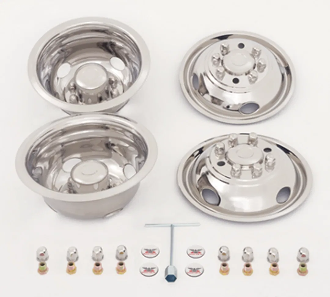 NF12 – PHOENIX USA Wheel Simulator, Fits 16 Inch Diameter 8 Lug Dual Wheels Polished Stainless Steel Bolt-On Does Not...